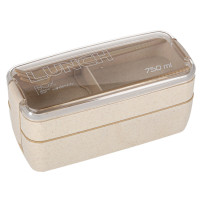 Lunch box z przegródkami 750ml beżowy + sztućce, bez BPA
