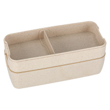 Lunch box z przegródkami 750ml beżowy + sztućce, bez BPA