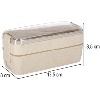Lunch box z przegródkami 750ml beżowy + sztućce, bez BPA