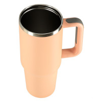 Kubek termiczny ze słomką i uchwytem 1200ml róż pudrowy