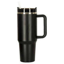 Kubek termiczny 1200ml ze słomką i uchwytem - czarny