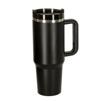 Kubek termiczny 1200ml ze słomką i uchwytem - czarny
