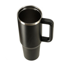 Kubek termiczny 1200ml ze słomką i uchwytem - czarny