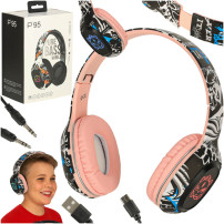 Słuchawki bezprzewodowe nauszne RGB bluetooth 5.1 różowe