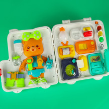 Tablica manipulacyjna sensoryczna walizka montessori XXL miś światło dźwięk