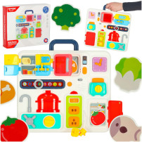 Tablica manipulacyjna sensoryczna kuchnia w walizce montessori 18m+
