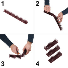 Kolce na gołębie plastikowe brązowe 8 modułów 342 cm