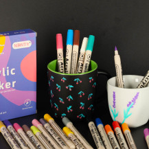 Markery akrylowe do tkanin i kamieni DIY 24 szt. – wodoodporne