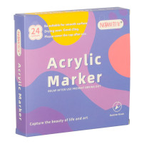 Markery akrylowe do tkanin i kamieni DIY 24 szt. – wodoodporne