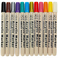 Markery akrylowe do kamieni i tkanin DIY 12 szt. wodoodporne