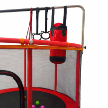 Trampolina ogrodowa 155 cm dla dzieci z siatką i akcesoriami - czerwona