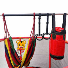 Trampolina ogrodowa 155 cm dla dzieci z siatką i akcesoriami - czerwona