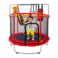 Trampolina ogrodowa 155 cm dla dzieci z siatką i akcesoriami - czerwona