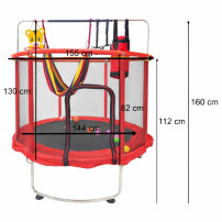 Trampolina ogrodowa 155 cm dla dzieci z siatką i akcesoriami - czerwona