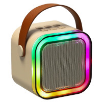 Zestaw do karaoke głośnik bluetooth i mikrofon RGB beżowy