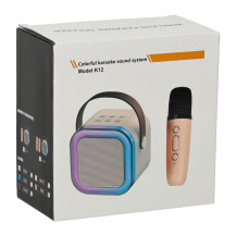 Zestaw do karaoke głośnik bluetooth i mikrofon RGB beżowy