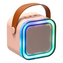 Zestaw do karaoke głośnik bluetooth + mikrofon LED różowy