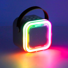 Zestaw do karaoke głośnik bluetooth + mikrofon LED różowy