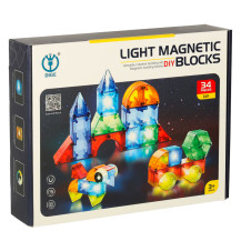 Klocki magnetyczne świecące 32 el. figury 3D dla dzieci 3+