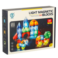 Klocki magnetyczne świecące 32 el. figury 3D dla dzieci 3+