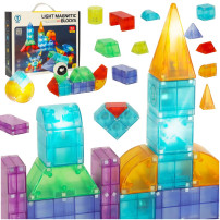 Klocki magnetyczne świecące 64 el. figury 3D STEM 3+