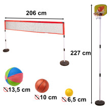 Zestaw sportowy 5w1 badminton siatkówka koszykówka tenis frisbee