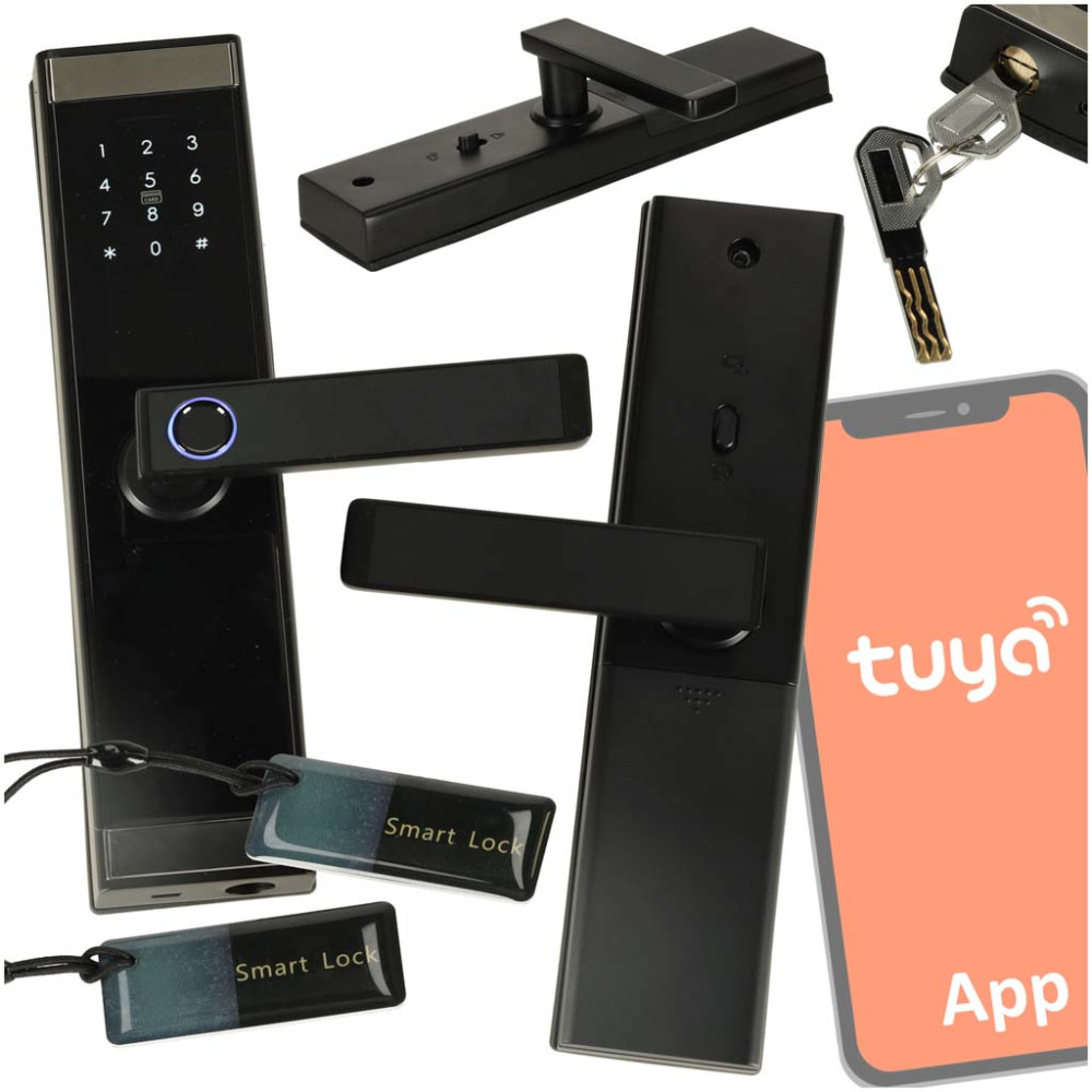 Zamek elektroniczny smart na odcisk palca, kod i bluetooth
