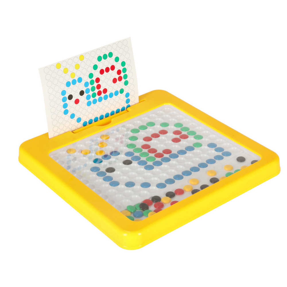 Tablica magnetyczna montessori mozaika kolorowe kropki żółta 26x26 cm