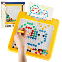 Tablica magnetyczna montessori mozaika kolorowe kropki żółta 26x26 cm