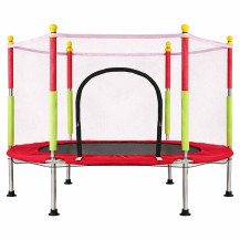 Trampolina ogrodowa dla dzieci 140 cm z siatką i piłkami - czerwona