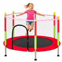 Trampolina ogrodowa dla dzieci 140 cm z siatką i piłkami - czerwona