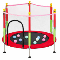 Trampolina ogrodowa dla dzieci 140 cm z siatką i piłkami - czerwona