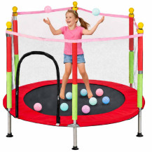 Trampolina ogrodowa dla dzieci 140 cm z siatką i piłkami - czerwona