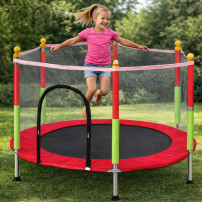 Trampolina ogrodowa dla dzieci 140 cm z siatką i piłkami - czerwona