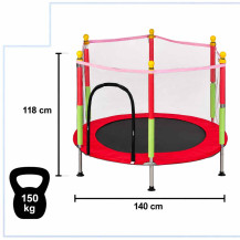 Trampolina ogrodowa dla dzieci 140 cm z siatką i piłkami - czerwona