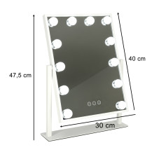 Lusterko kosmetyczne LED hollywood 12 żarówek USB 30x40 cm
