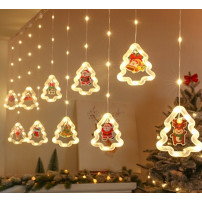 Kurtyna LED świąteczna z figurkami 3 m 125 LED, pilot, USB