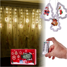 Kurtyna LED świąteczna z figurkami 3 m 125 LED, pilot, USB