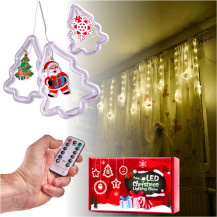 Kurtyna LED świąteczna z figurkami 3 m 125 LED, pilot, USB