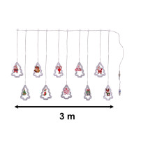 Kurtyna LED świąteczna z figurkami 3 m 125 LED, pilot, USB