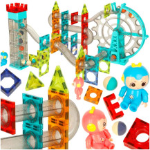 Klocki magnetyczne tor kulkowy z muzyką 118 el. - marble run