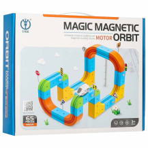 Klocki magnetyczne tor wyścigowy pociąg 65 el. dla dzieci 3+