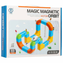 Klocki magnetyczne tor wyścigowy pociąg 65 el. dla dzieci 3+