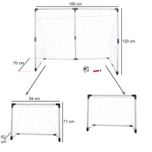 Bramka piłkarska 2w1 dla dzieci 185x120x70cm z piłką i pompką