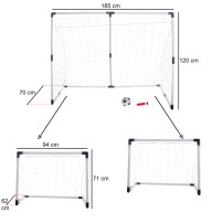 Bramka piłkarska 2w1 dla dzieci 185x120x70cm z piłką i pompką