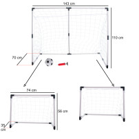 Bramka piłkarska 2w1 dla dzieci 143x110x70cm z piłką i pompką