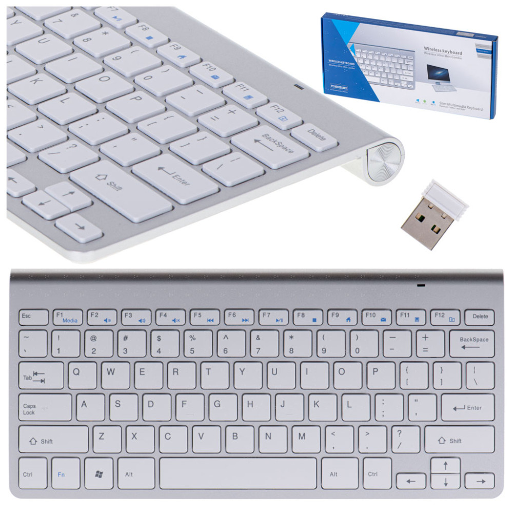 Klawiatura bezprzewodowa smart TV srebrna 2.4ghz USB
