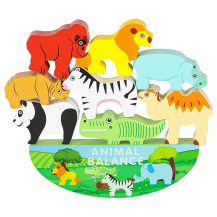 Drewniana układanka balansująca zwierzątka safari montessori 3+