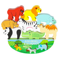Drewniana układanka balansująca zwierzątka safari montessori 3+