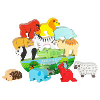 Drewniana układanka balansująca zwierzątka safari montessori 3+